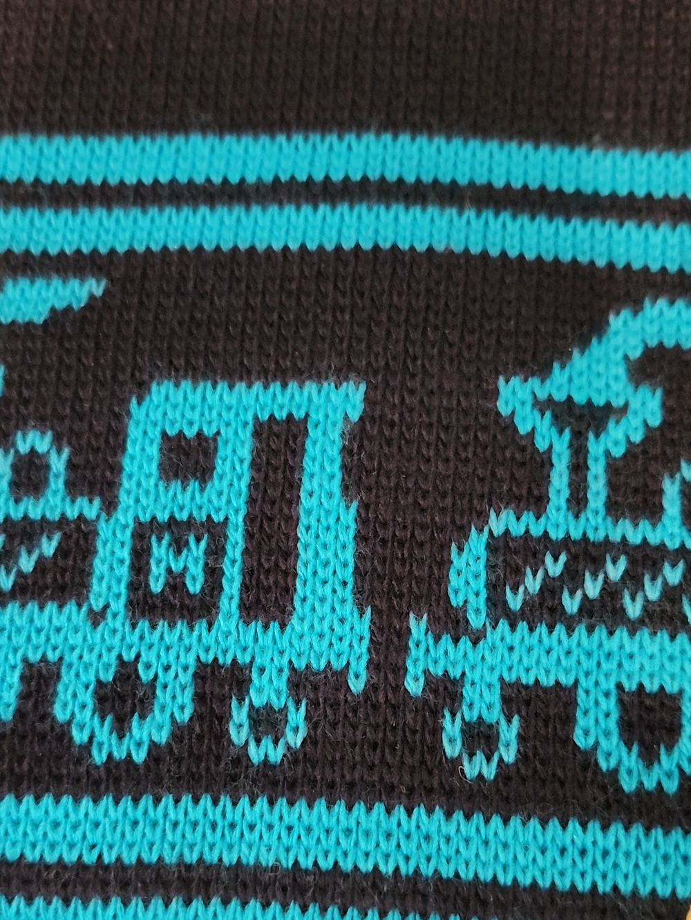 Seger Navy Blue & Turquoise Train Knit Beanie~NEW - Picture 5 of 7